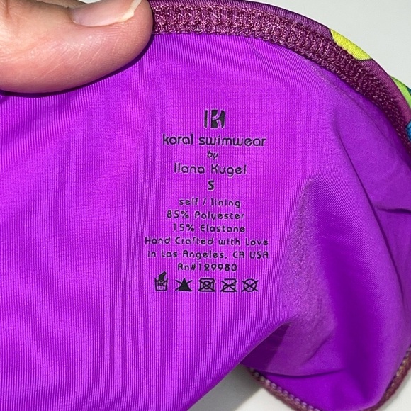 KORAL Swim Bikini Bottoms Purple Lime Tropical S - Picture 7 of 7